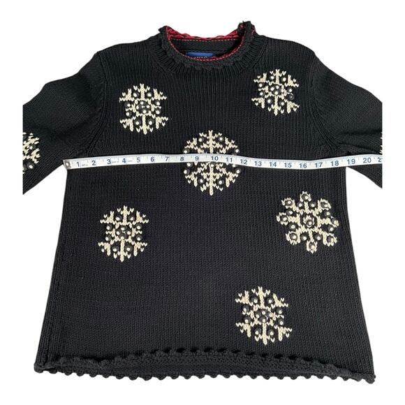 Vintage Charter Club Size Petite/Medium Snowflakes Winter Sweater Tight Knit - Picture 6 of 9